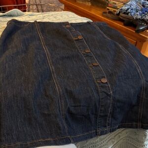 Denim Button-Front Midi Skirt